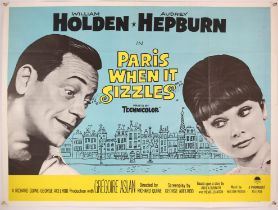 Paris When It Sizzles (1964) British Quad film poster, starring Audrey Hepburn and William Holden,