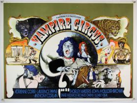 Vampire Circus (1972) British Quad film poster for the Hammer horror film featuring the infamous