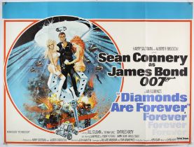 James Bond Diamonds Are Forever (1971) British Quad film poster, starring Sean Connery,