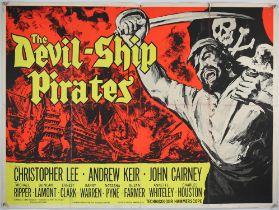 The Devil-Ship Pirates (1964) British Quad film poster, Hammer film starring Christopher Lee,