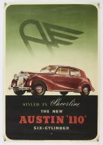 The New Austin '110 ' six cylinder, Original factory poster, circa 1948, approx. 28" x 19".
