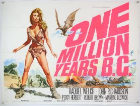 One Million Years B.C. (1966) British Quad film poster, artwork by Tom Chantrell,