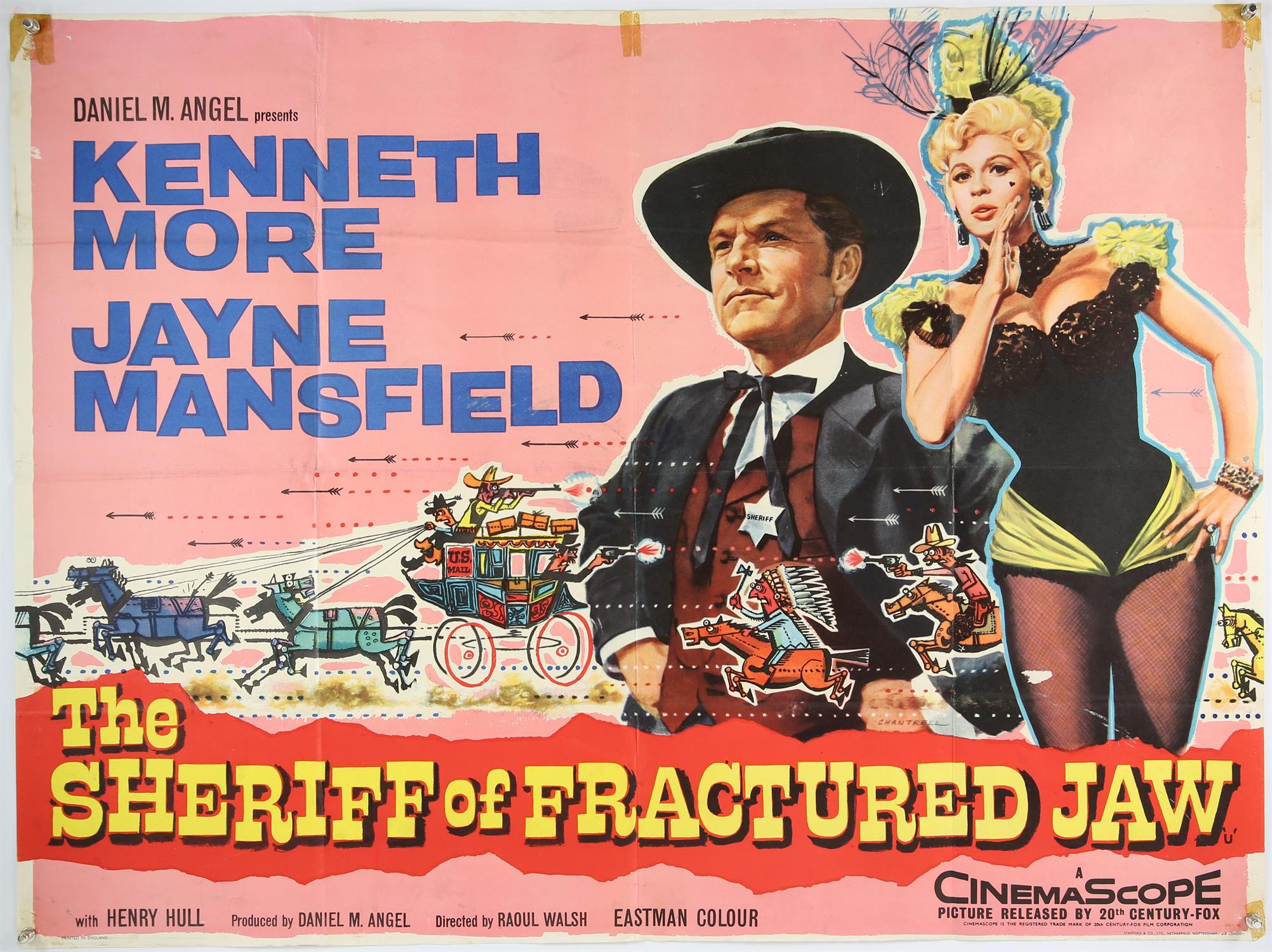 The Sheriff of Fractured Jaw (1958) and Solid Gold Cadillac (1956) British Quad film posters for