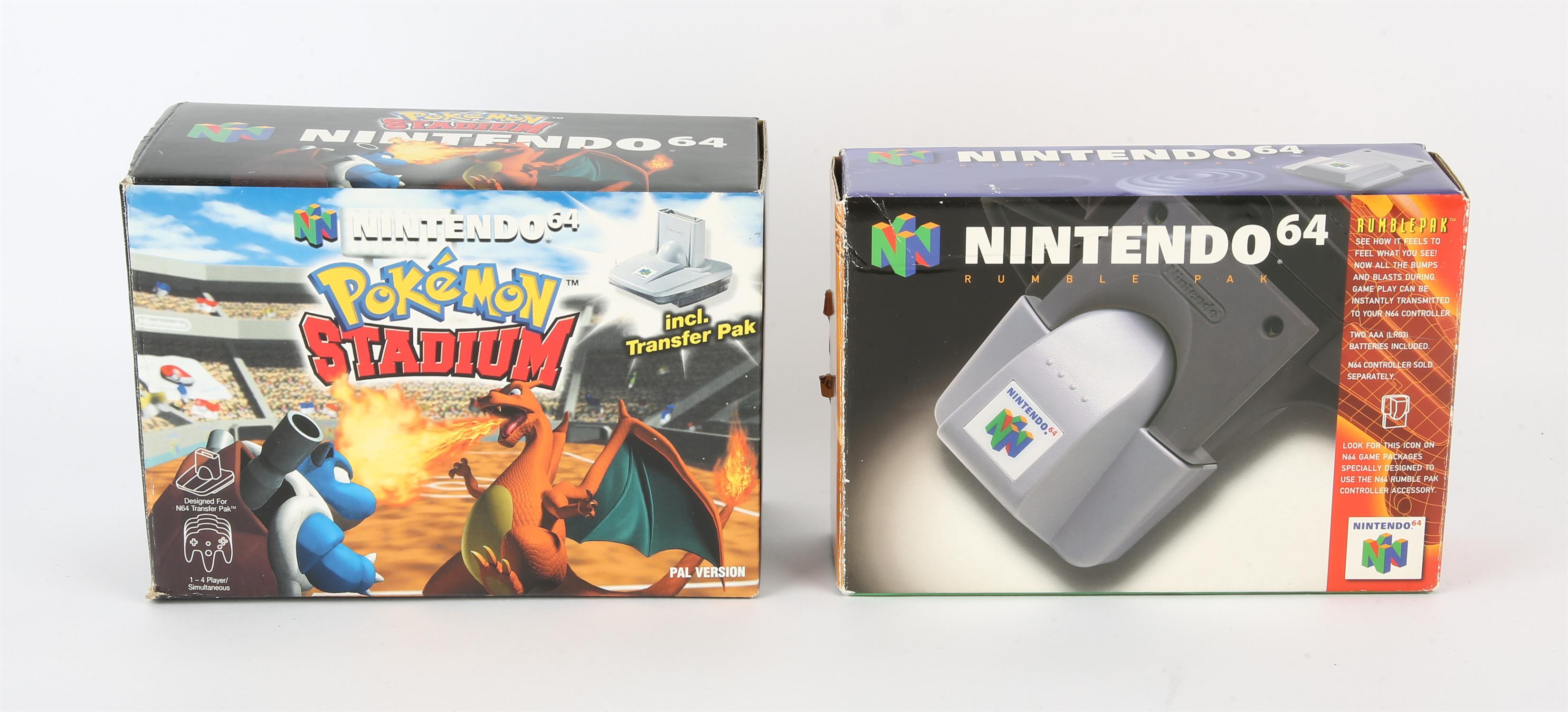 Nintendo 64 (N64) Pokémon Stadium game (including Transfer Pak) & official Rumble Pak (PAL)