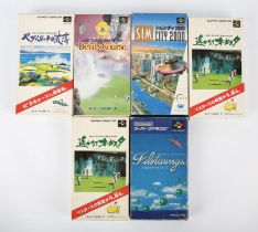 Super Famicom sim game bundle (NTSC-J) Includes: Sim City 2000, Pilotwings, 3D Golf Simulation Vol.