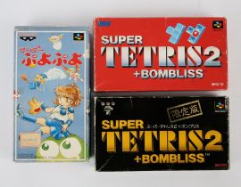 Super Famicom puzzle game bundle (NTSC-J) Includes: Super Puyo Puyo, Super Tetris 2 & Bombliss and