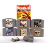 Nintendo 64 (N64) loose cart bundle of 6 games (PAL) + A-Z of Cheats Volume 2 book and Rumble