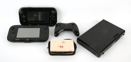 Unboxed Wii U Console 32GB (Black) Gamepads (x2), Pro Controller (x1) and all cables + Coral Pink
