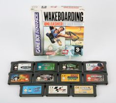 Official Game Boy Advance (GBA) case with 11 loose cart games + Wakeboarding Unleashed [boxed]