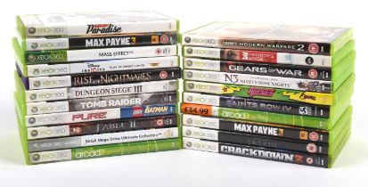 An assortment of 21 Xbox 360 games (PAL) Highlights include: Fable II, Skyrim, Max Payne 3,