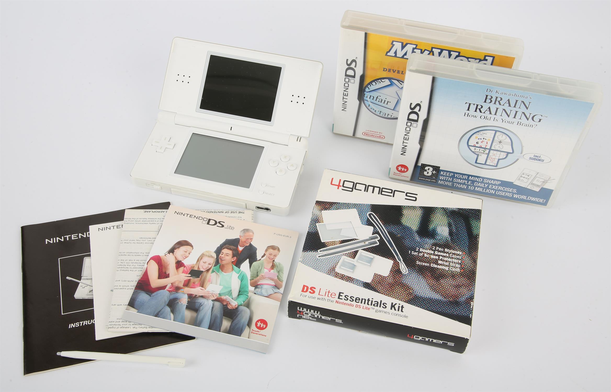 Nintendo DS bundle (PAL) Includes: Nintendo DS Lite Console (white) with AC charging plug,