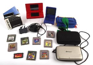An assortment of Nintendo handheld devices, games, accessories & booklets Systems include: DS