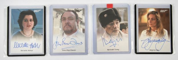 James Bond - Four Rittenhouse Archives Trading cards signed by John Rhys-Davies, Virginia Hey,