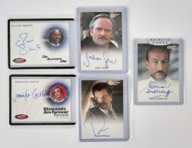 James Bond - Five Rittenhouse Archives Trading cards signed by Julian Glover, David Harbour,