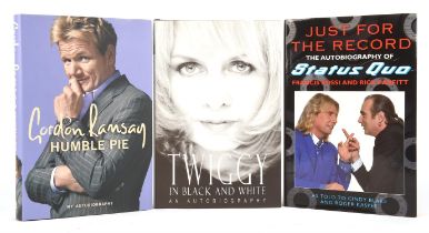 Signed hardback books – a group of three first editions, includes, ROSSI (Francis) and Rick Parfitt.