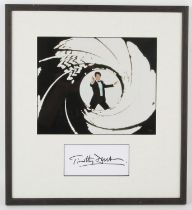 Timothy Dalton as James Bond in The Living Daylights (1987), Signed autograph card,