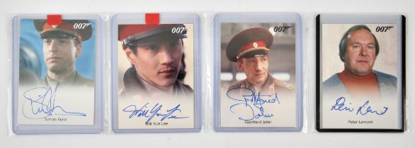 James Bond - Four Rittenhouse Archives Trading cards signed by Gottfried John, Simon Kunz,