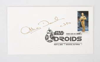 Star Wars - Anthony Daniels (C-3PO) Signed first day cover from 2021, 9 x 17 cm.  Provenance: