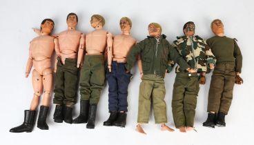 Seven Palitoy Action Man figures, two later Action Man figures, C.1964, an armoured vehicle and a