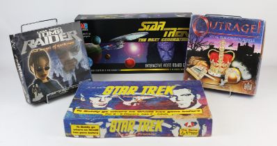 Four board games to include Star Trek A Klingon Challenge Interactive VHS game, by MB Games.