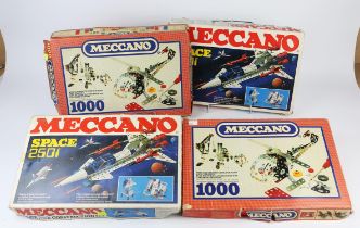 A vintage Meccano Space 2501 set (x2) and a Meccano 1000 construction set (x2) along with a large