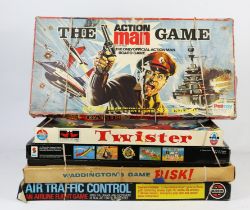 Five vintage board games to include The Action Man Game by Palitoy Parker (UK ed.