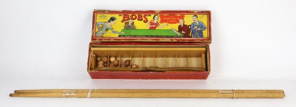 Bobs - The Bridge Game by Glevum Games, late 1930’s. A snooker/bagatelle, table top game.