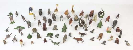 A quantity of early 20th century cold painted lead animals, mainly Britains and John Hill,