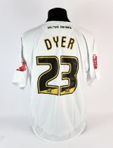 Mk Dons football club, Dyer (No.23) match worn shirt from 2006-2007 league cup 3rd round defeat to