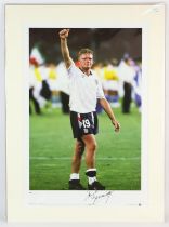 Paul Gascoigne - England World Cup 1990 signed print - Signed by Paul Gascoigne in black,