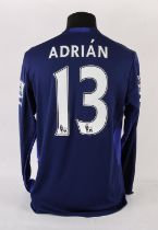 West Ham United Football Club worn goalkeeper shirt by Adrián - Spanish professional football