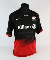 Saracens signed match worn rugby shirt, Billy Vunipola (No.8) – signed on front 'Give up the good