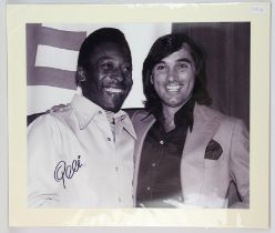 Pele Football signed print - B&W- with George Best, signed in black pen bottom left corner,