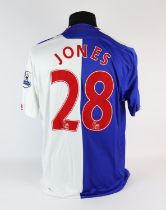 Blackburn Rovers Football club, Jones (No.28) Season shirt from 2009-2010, Match Worn in season.