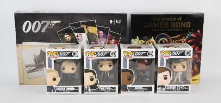 James Bond - 1000 piece jigsaw from 2022 (unused), Cluedo board game and four Funko pop figures (6).