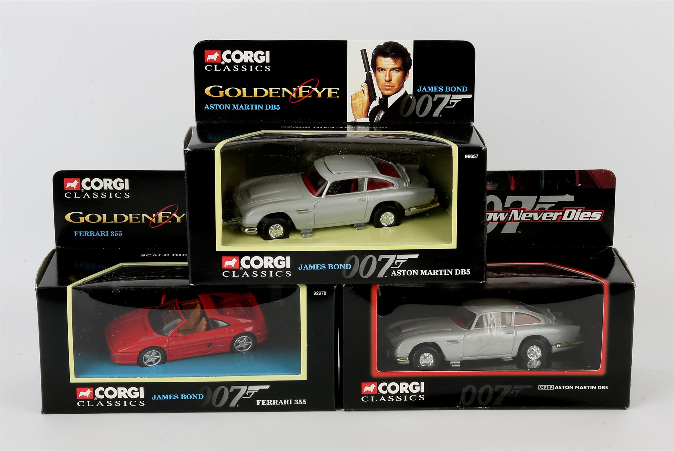 James Bond - Three Corgi Classics, Two Aston Martin DB5 die cast models (04302 & 96657) and a