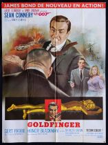 James Bond Goldfinger (1970's) French Grande film poster, starring Sean Connery, art by Jean Mascii,