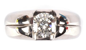 Single stone diamond ring, with central round brilliant cut diamond weighing an estimated 2.