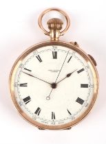 A Gold open face pocket watch, the white enamel dial signed John Russell London with Black Roman