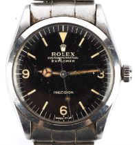 Rolex A reference 1002 Stainless steel Gentleman's Explorer wristwatch the signed dial with baton