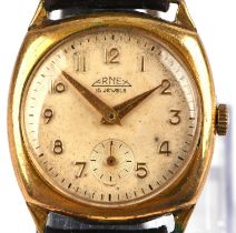 Amex A gentleman's Gold plated Wristwatch, the signed dial with Arabic numeral hour markers within