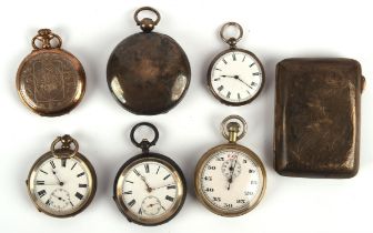 Five silver pocket watches, including three open faced pocket watches and two full hunters,