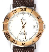 Omega a Gentleman's bi metal constellation wristwatch, the gold bezel marked with Roman numeral