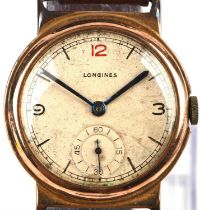 Longines A Gentleman's gold wristwatch,the signed dial with Baton and Arabic numeral hour markers