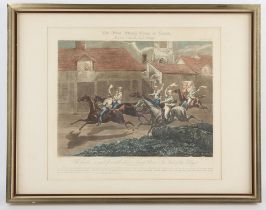 After Henry Alken, The First Steeple-Chase on Record, plates I - IV, a set of four aquatints by