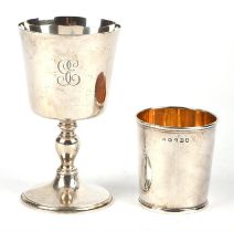 George III silver beaker with gilt interior by Thomas Streetin, London 1807 and a modern silver