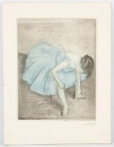 After Edgar Degas. ‘Danseuse Assise’, etching in colours on wove paper, laid down,