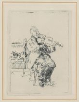 Walter Sickert (British, 1860-1942), 'The Old Fiddler', c. 1919, etching, 14.5 x 11cm.