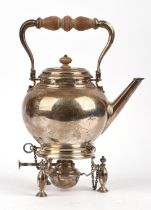 George V silver tea kettle on stand with spirit burner by Crichton Bros. London 1923 gross weight