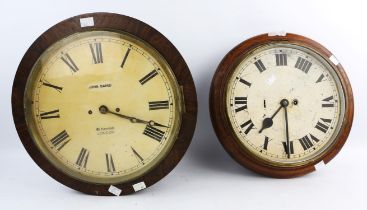 Victorian circular wall clocks, with Arabic numeral dials,later marked with the maker John Baird,
